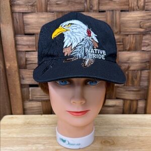 Native Pride Black Cap with Eagle Embroidery